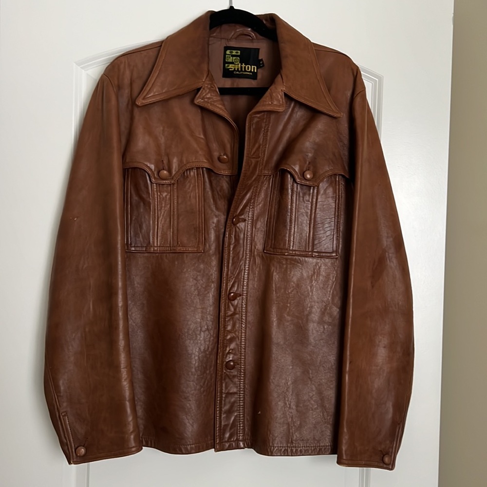Sutton Women's Brown Leather Button-Front Jacket